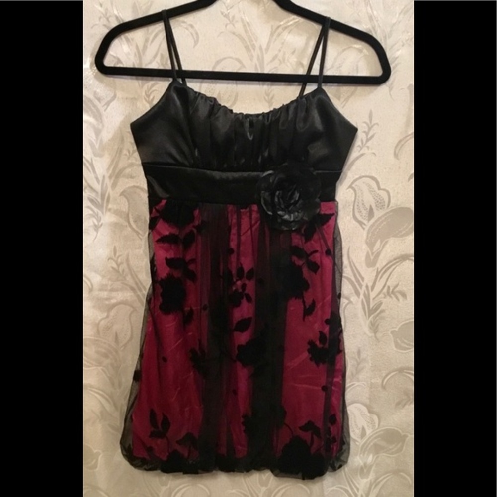 Love Tease Black & Maroon Mini Cocktail Dress